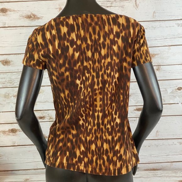 Jones New York Animal Print Blouse Short Sleeve Dressy Super Soft Women's Size M - Picture 6 of 7